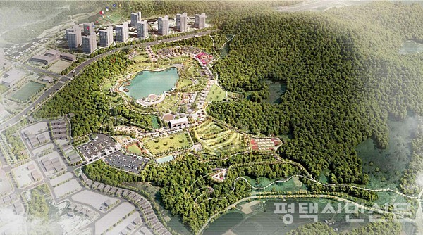 청북레포츠공원은 청북읍 옥길리 1341번지 일원 43만9551㎡​ 규모로 조성되며 2026년 개장을 목표로 하고 있다. 사진은 공원 조감도​​​​​​