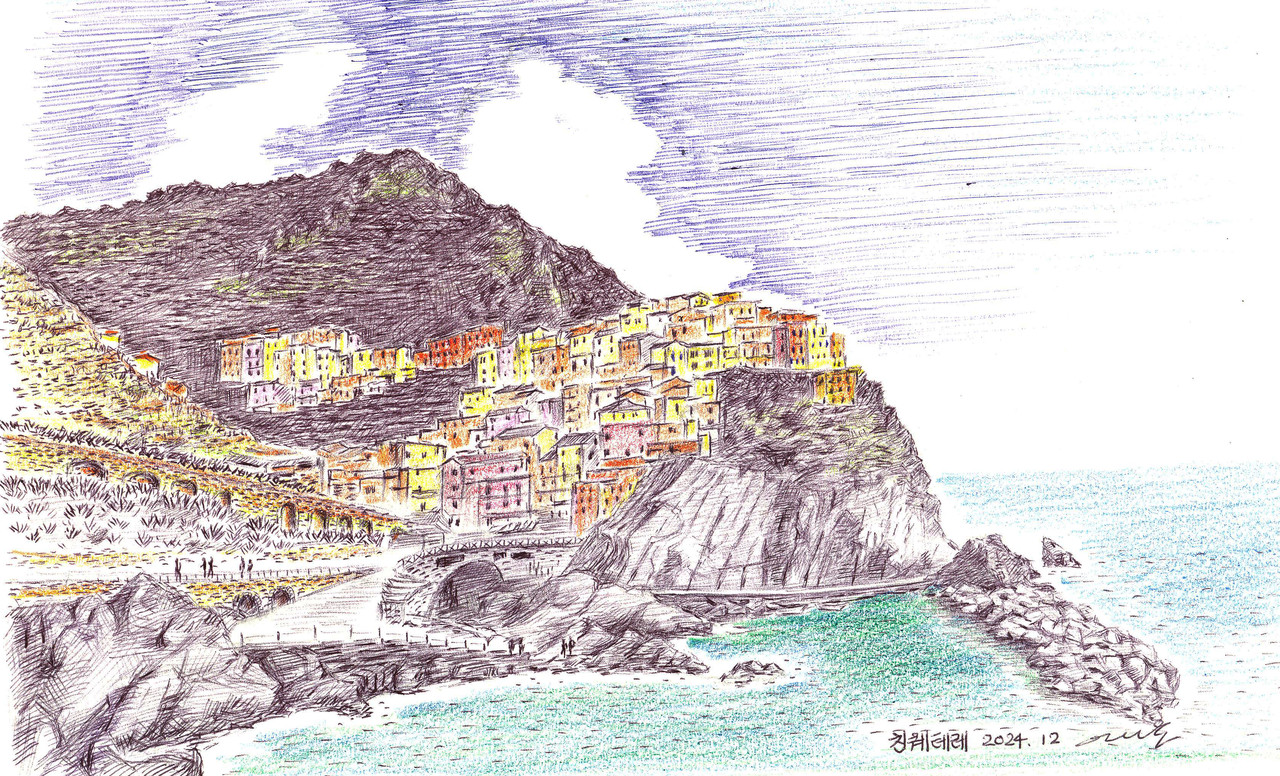 절벽 위 다섯 개 마을 ‘친퀘테레’의 두 번째 마을인 ‘마나롤라’ 모습