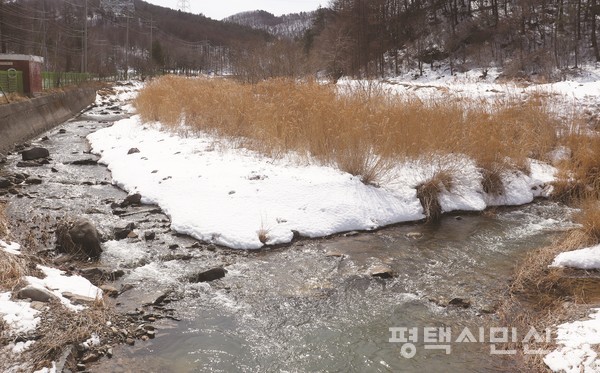 국가하천 한강 발원지 검룡소에서 발원한 눈 녹은 계곡 물이 봄 바람을 타고 한강을 향해 달려간다.